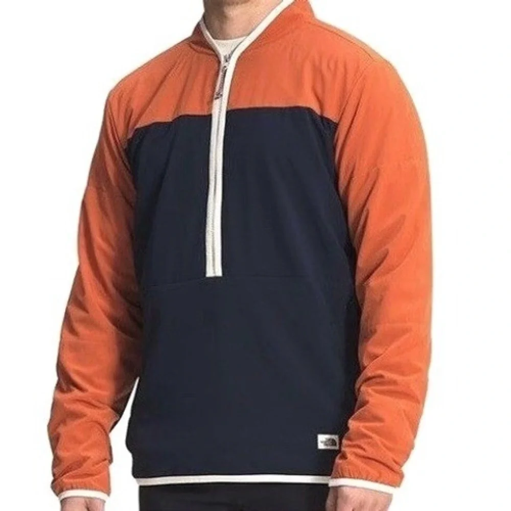 The North Face‎ Half Zip Pullover Jacket Mens M Orange Navy Windbreaker Gorp TNF